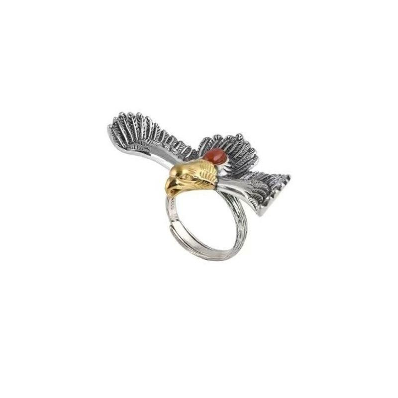 Vintage Ring Hipster Ring Eagle Old Male Spreading Wing Opening Adjustable Ring Men's and Women's Ring Accessories