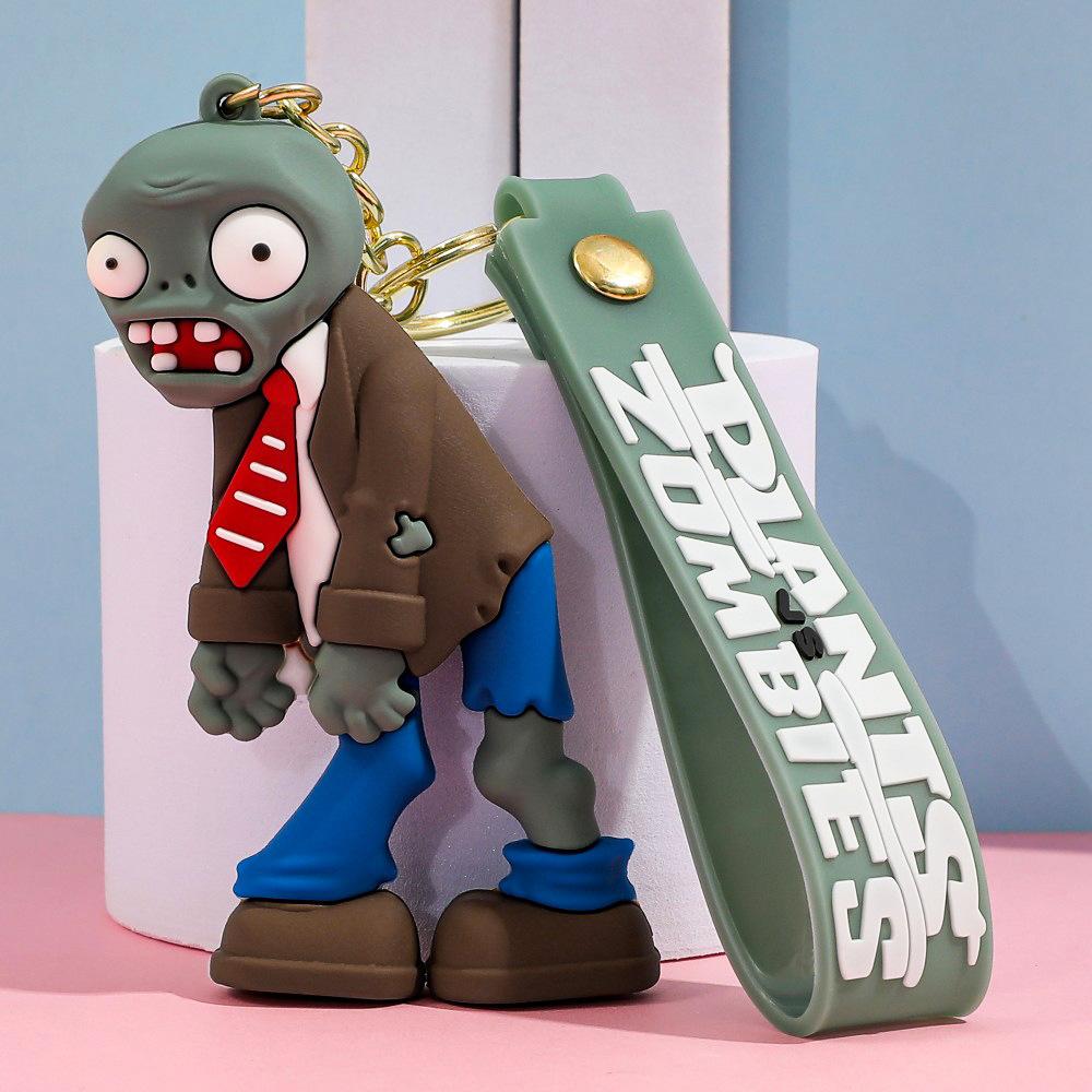 Zombies Game KeyChain Cartoon Figure VS Plants Sunflower Peashooter Keyring Wall-nut Chomper Key Backpack Gifts