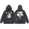 Mens Oversized Washed Cotton Hoodie With Print - Loose Fit Streetwear Sweatshirt Winter