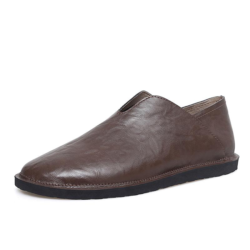 

Модные мужские ретро лоферы из натуральной кожи, нескользящая удобная обувь для ходьбы, модные слипоны для мужчин, новая классическая обувь на плоской подошве 45 коричневый