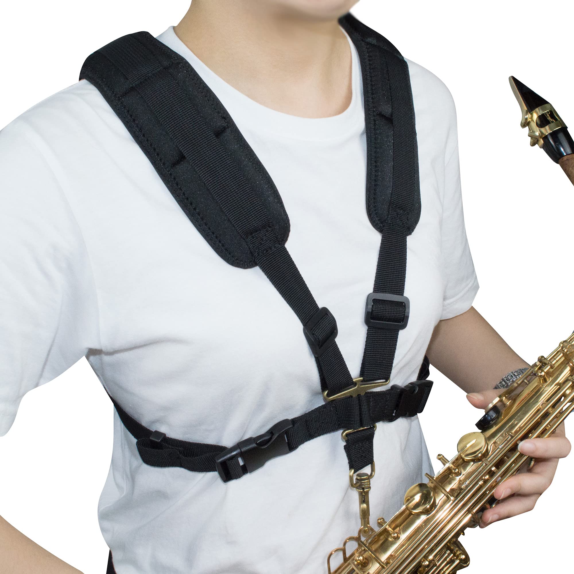 

[adorence] Saxophone Harness Strap, Padded Saxophone Shoulder StrapBeginner Saxophone Chest Strap - Baritone, Tenor, Alto, and Baritone Saxophone