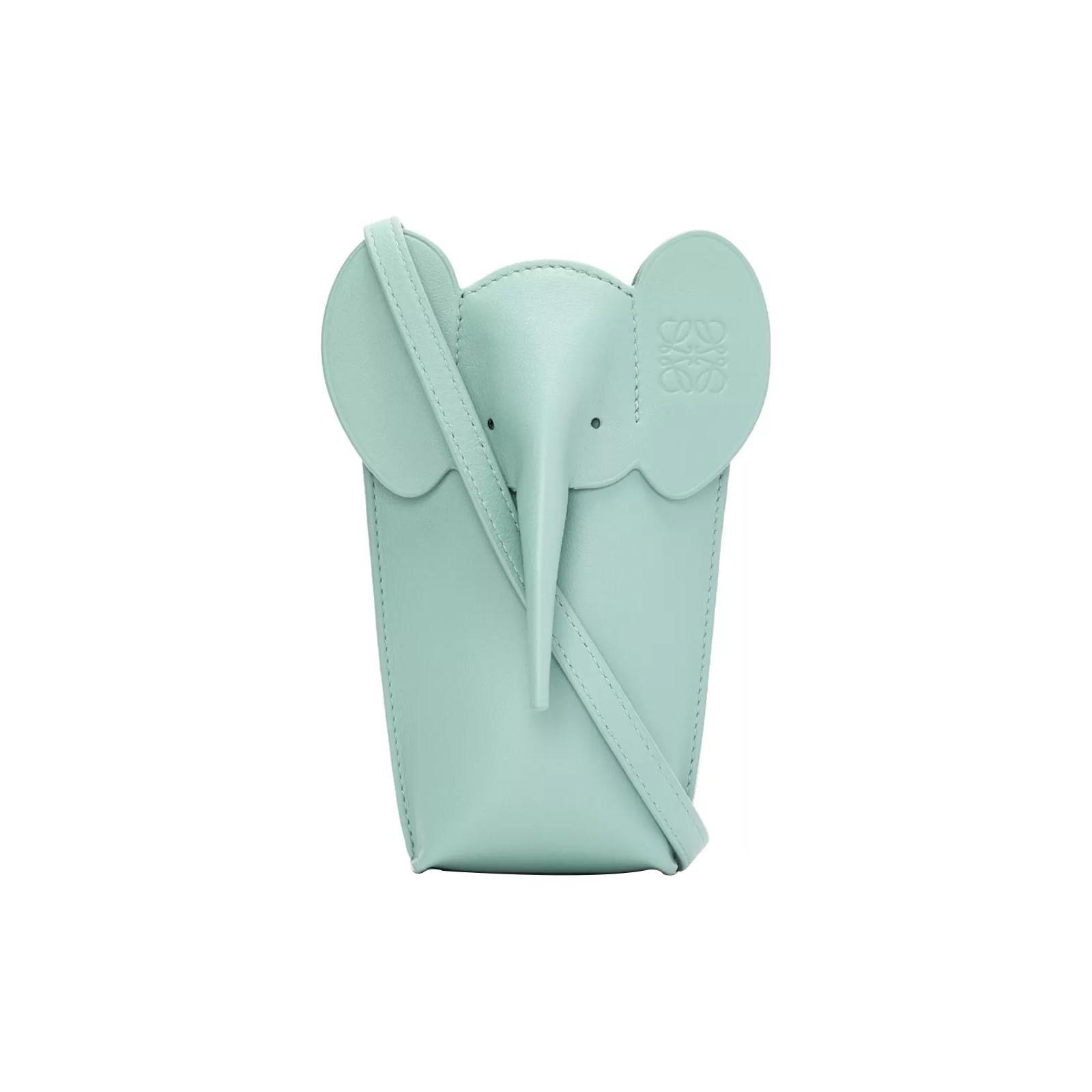 

Loewe Elephant Pocket Logo Embossed Classic Elephant Shape Leather Phone Bag Women Shoulder Bag Light-Aqua C623B02X04-8764 Basic Set (Bag+Dust Bag)