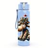 1PC Christmas Moose Cartoon 750ml Color Plastic Sports Water Bottle Leakproof Flip Straw Lid Suitable for Sports Office Home Use
