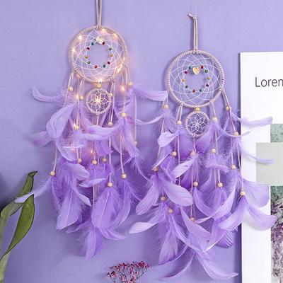 Endlose Liebe, handgefertigte Traumfänger-Geschenke mit LED-Licht, Traumfänger-Anhänger, kreatives hohles Windspiel, Wandbehang