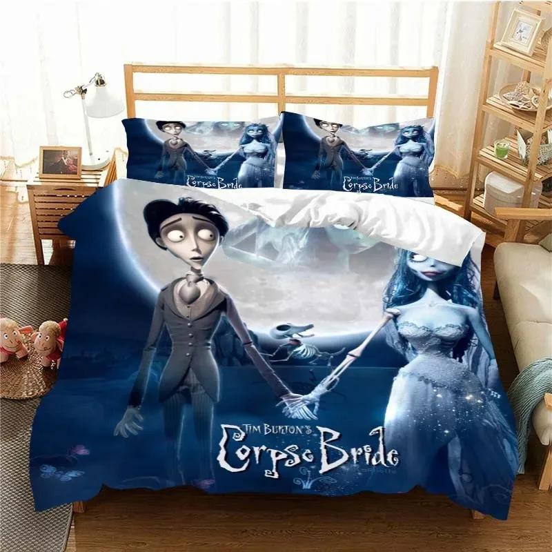 Love Animated Film Corpse Bride Bedding Set Single/Twin King Duvet Cover Home Bedroom Decor Bedspread Pillow Cover