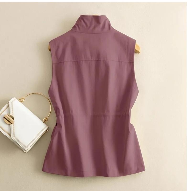Spring Autumn Ladies Loose Pure Sleeveless Coat Women's Short Waistcoat Jacket Slim Casual Outerwear Vest