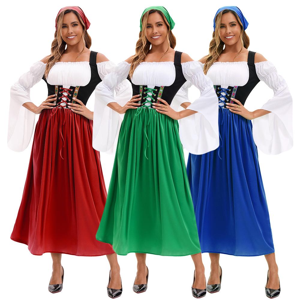 Halloween nowa dorosła średniowieczna służąca Monachium Oktoberfest sukienka ubrania na występ rodzic-dziecko