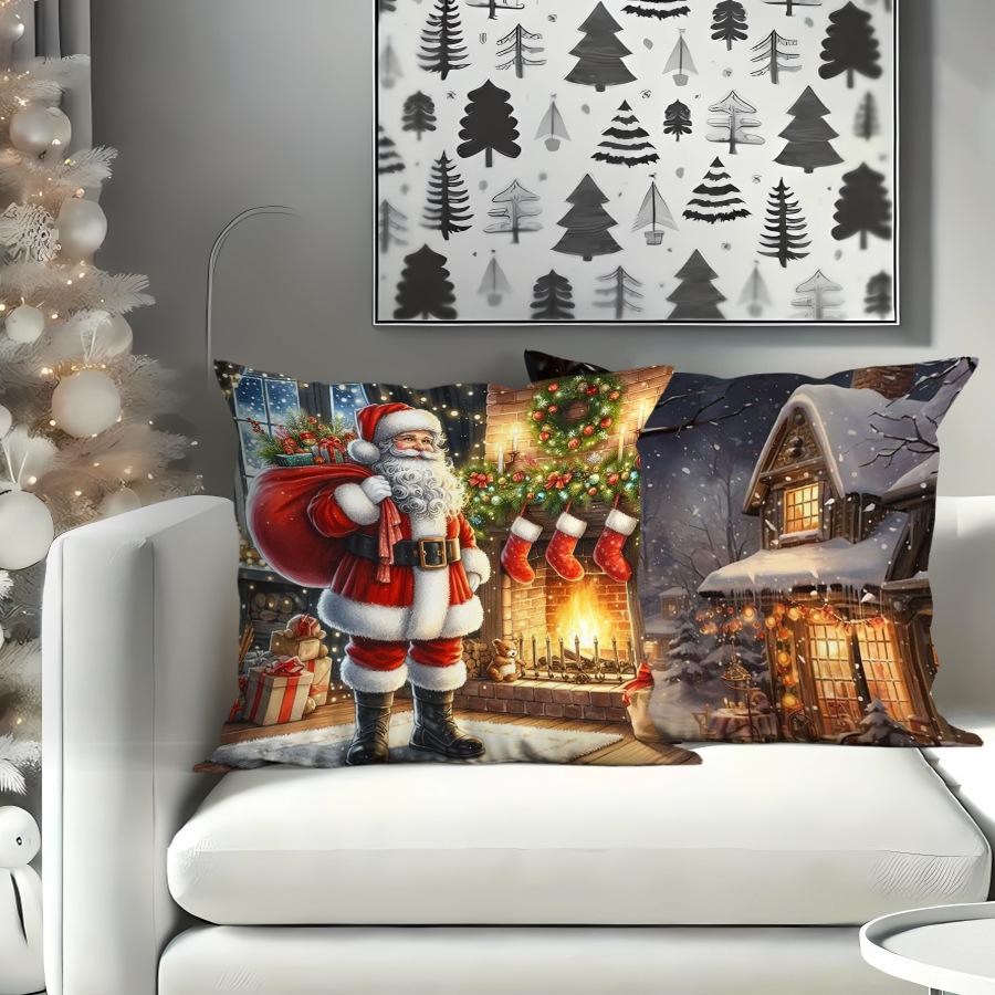New Christmas Sofa Cushion Home Holiday Printed Cushion Cover Living Room Decorative Cushion Cover