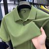 New Pure Cotton Men's High-End Polo Shirt - Short Sleeve, Lapel, Solid Color, Casual Summer T-Shirt