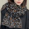 Jesienno-zimowy retro dzianinowy szalik w panterkę damski w stylu koreańskim preppy ciepły wysokiej klasy ocieplacz na szyję i szal