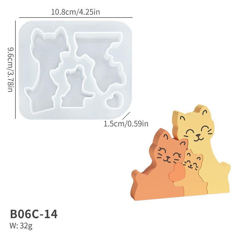 

Diy Animal Puzzle Candle Silicone Mold Cute Bear Elephant Family Combination Ornament Resin Gypsum Molds as the picture