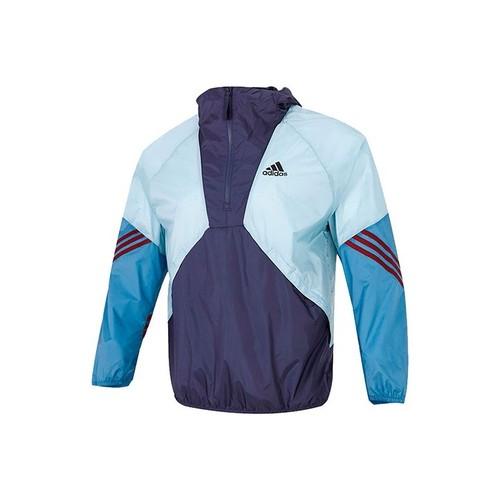 adidas Logo Color-Blocked Striped Sports Training Casual Jacket for Men, Blue XL синий