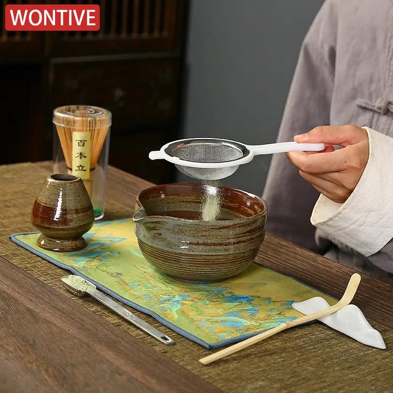 Gruby ceramiczny Stojak na pędzel do herbaty Zestaw miseczek do matchy Song Japońskie Narzędzia do matchy Instrumenty do degustacji herbaty Akcesoria do ceremonii herbaty