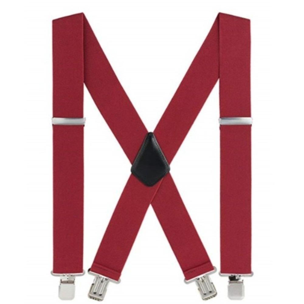 

Heavy Duty X-Type Suspenders Solid Color Elastic Pants Braces Adjustable Suspenders Casual Wear красный