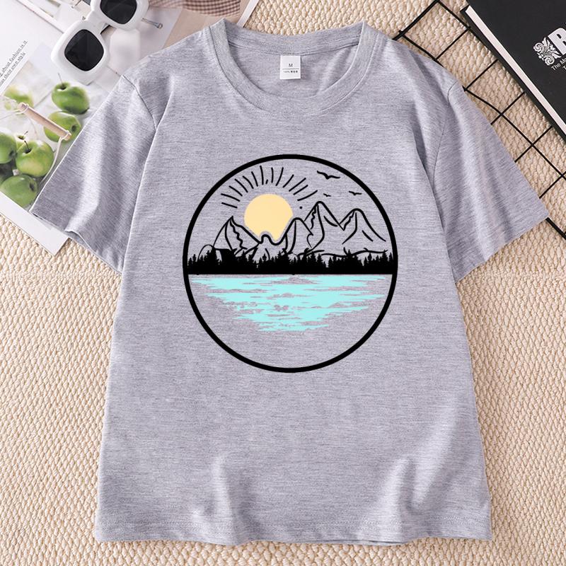 Nature Lover TShirt Mountain Lake Graphic Tee Unisex Unisex Outdoor Tshirt Cotton Short Sleeve Summer Casual T Shirt Clothes