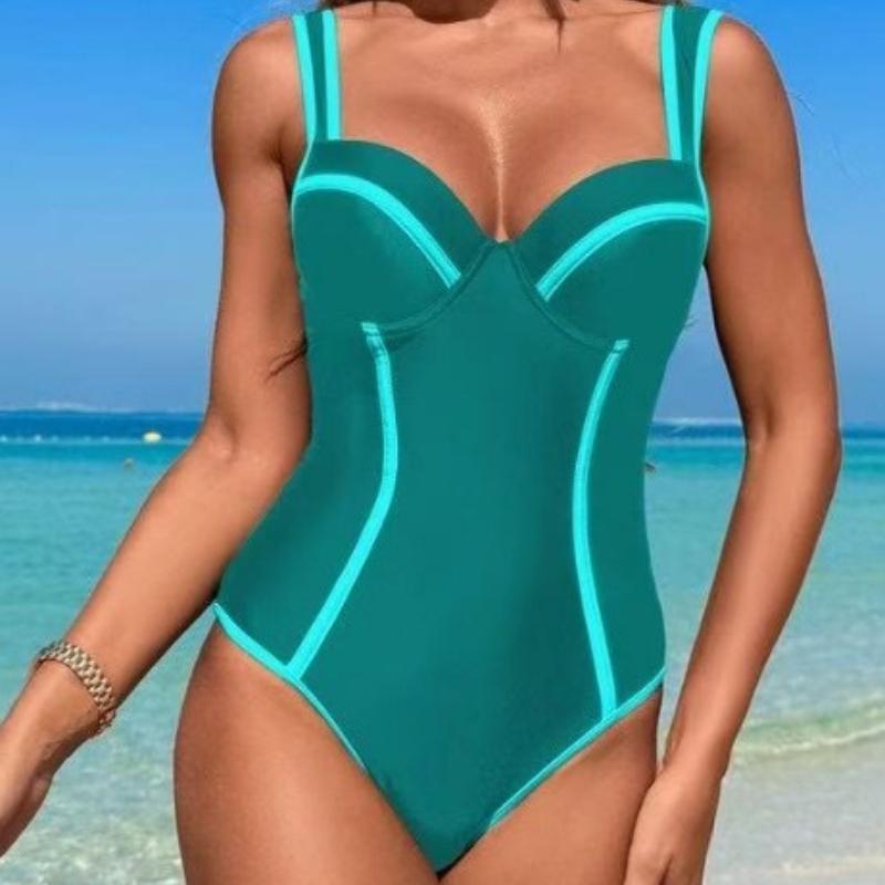 Women’s High-Waist Monokini Bathing Suit One-Piece Swimsuit, Modest Tummy-Control Slimming Beach Swimwear