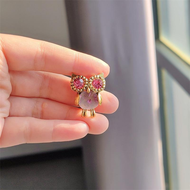 

Винтажная брошь в виде совы, брошь в виде совы из камня, модная индивидуальная брошь с бриллиантами, кардиганная булавка, одежда, костюм, аксессуары