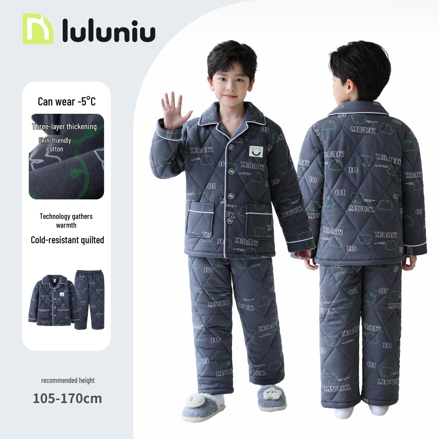 

Lulu Cow Boys Quilted Winter Pajamas – Warm, Thick Cotton Layers for Kids 110cm (height 105-115cm)