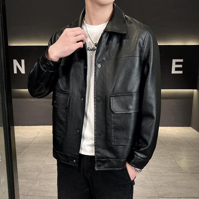 Retro Soft Leather Clothes Men's Motorcycle Jackets Trendy and Handsome Slim Versatile