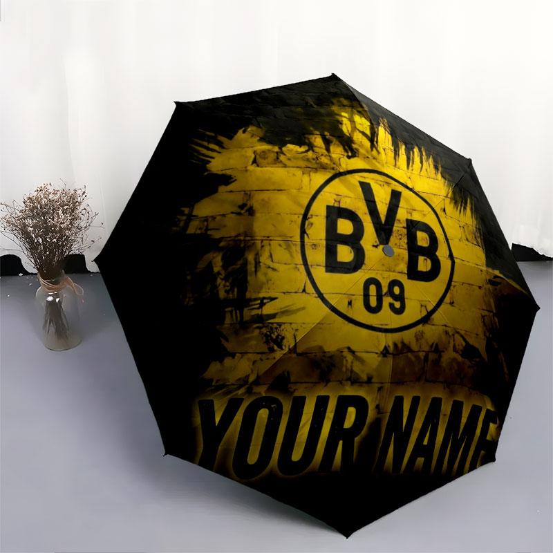 1 Stück Automatischer Faltregenschirm - Borussia Individuelles Namensmuster, Tragbares & Faltbares Design mit 8 Speichen, Weihnachts-Geburtstagsgeschenke