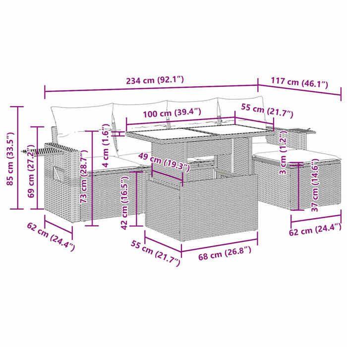 VidaXL Salon de jardin 6 pcs avec coussins noir résine tressée 3326456