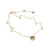 Korean-Style 24K Gold-Plated Titanium Necklace with Double Ring and Interlocking Beads