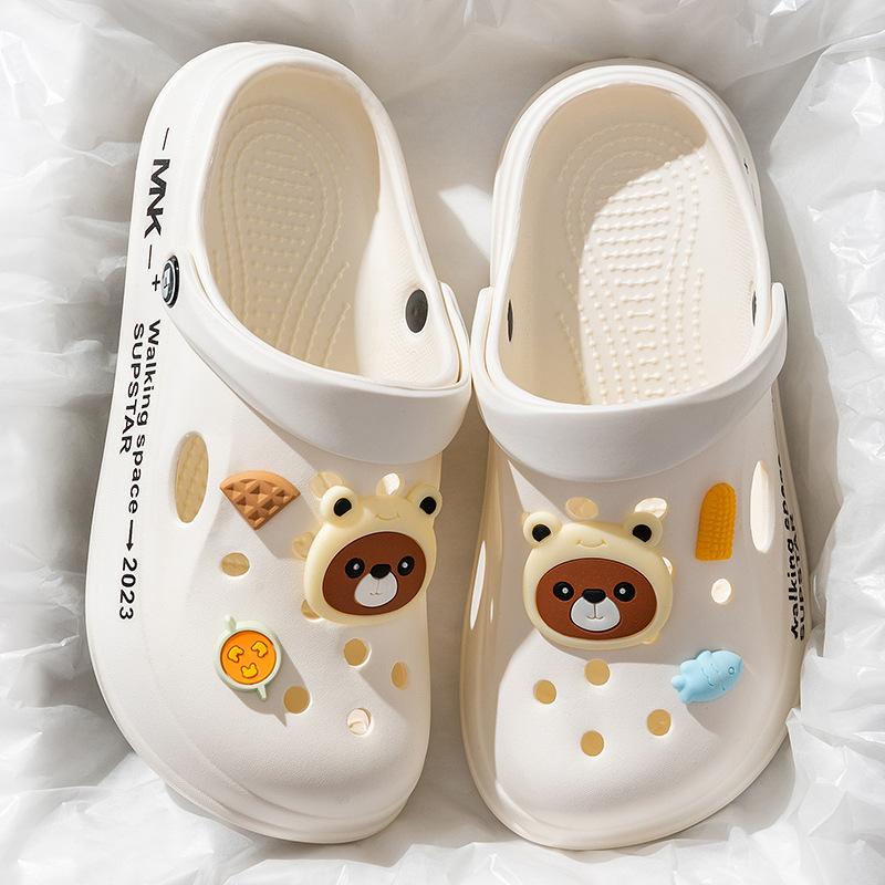 DIY cartoon gaten schoenen dames zomerkleding coole slippers studenten dikke zool antislip EVA sandalen