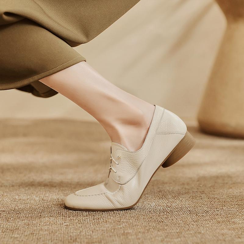 Fashion Women Casual Loafers Shoes Genuine Leather 2025 Spring Slip-On Low Heels Shoes Vintage Office Daily Size 34-40 Womens Shoes