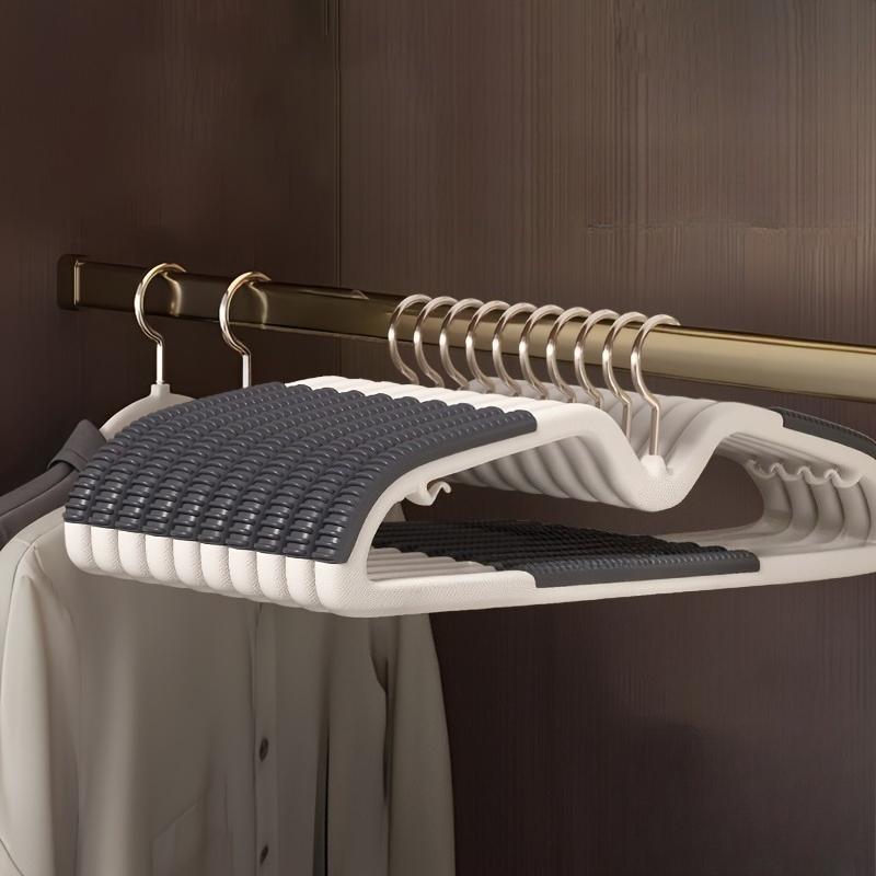 20pcs Space-Saving Plastic Hangers with Connectors, Non-Slip Short Neck, Organizer for Wardrobe Home Dorm Storage, Metal Hooks