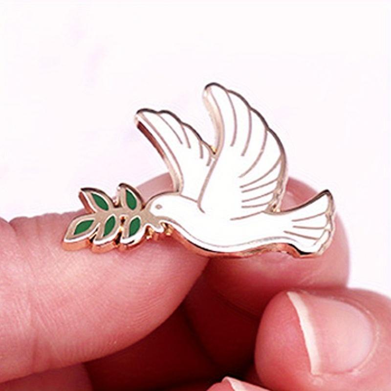Peace Dove Olive Branch Enamel Brooch Pin Animal Dove Badge One Size