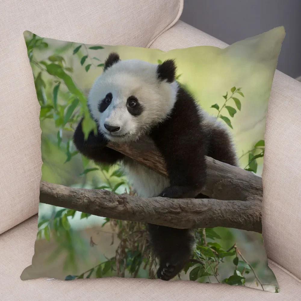 Cute Wild Animal Print Sofa Family Bedroom Living Room Car Pillowcase Cute Panda Pillowcase Decoration