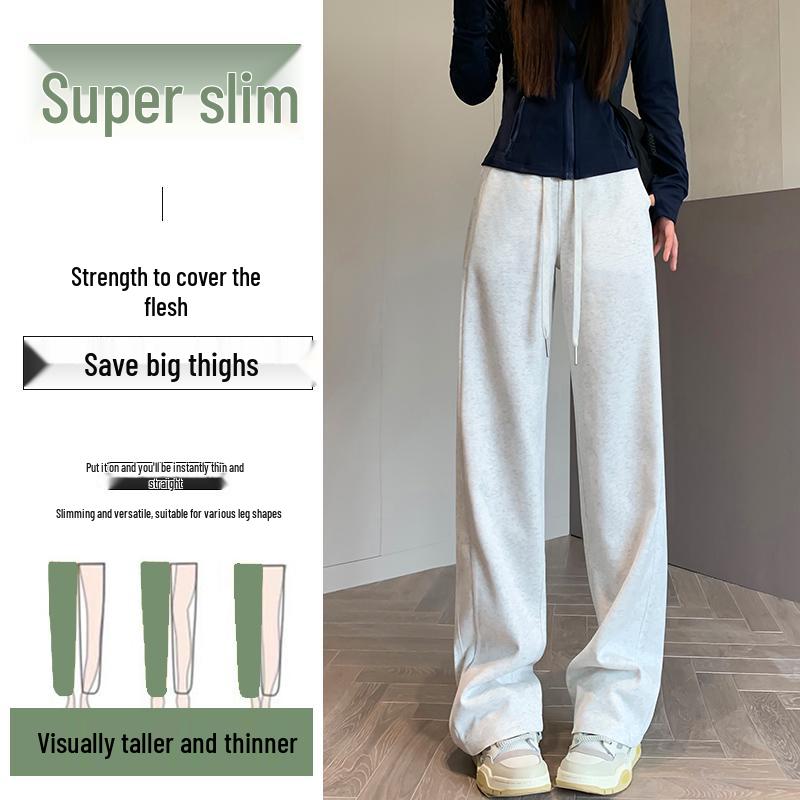 Women's Black Wide-Leg & Narrow Straight-Leg Sweatpants - Spring & Autumn 2025 Collection, Plus Velvet, Casual Banana Style