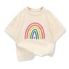 Baby Girl Summer White Clothes Kid Girls Casual Rainbow Printed Tshirts Children Fashion Crew Neck Short Sleeve Top