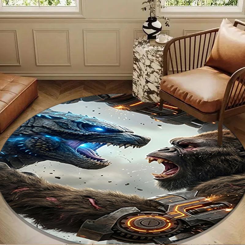 Giant Monster Rampage Round Rug for Livingroom,Bedroom, Palyroom, Chair Rug, Area rug, Circle Carpet, Large Size Decor Fan Christmas gift