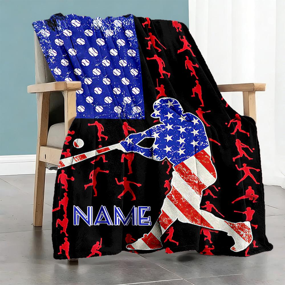 Softball Player55 Customize Text Blanket Cozy Customizable Blanket Durable Comfort Great for Sofa Living Room Bed Seaside All-Season Use