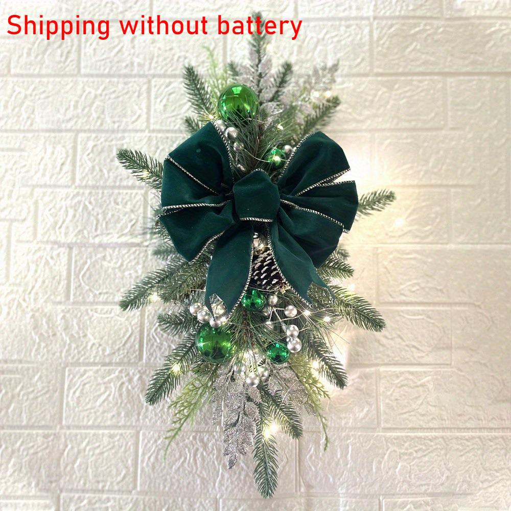 

Christmas Wreath Pendants Stairway Hanging Stairs Garland Xmas Decor Window Front Door Wall Wreath for Navida Pine/Bow Pendant 45x25CM