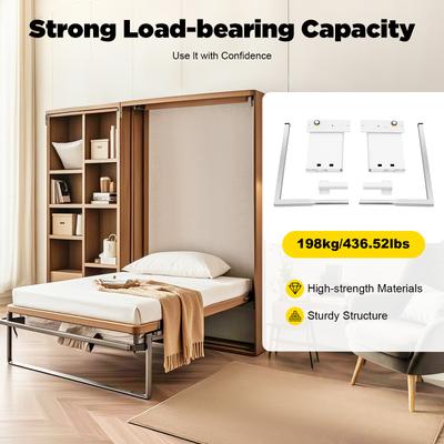 White Bed Hinge Bed Rail Brackets Medium Size Iron Stainless Steel Heavy Duty Capacity for Murphy Bed Furniture Hardware