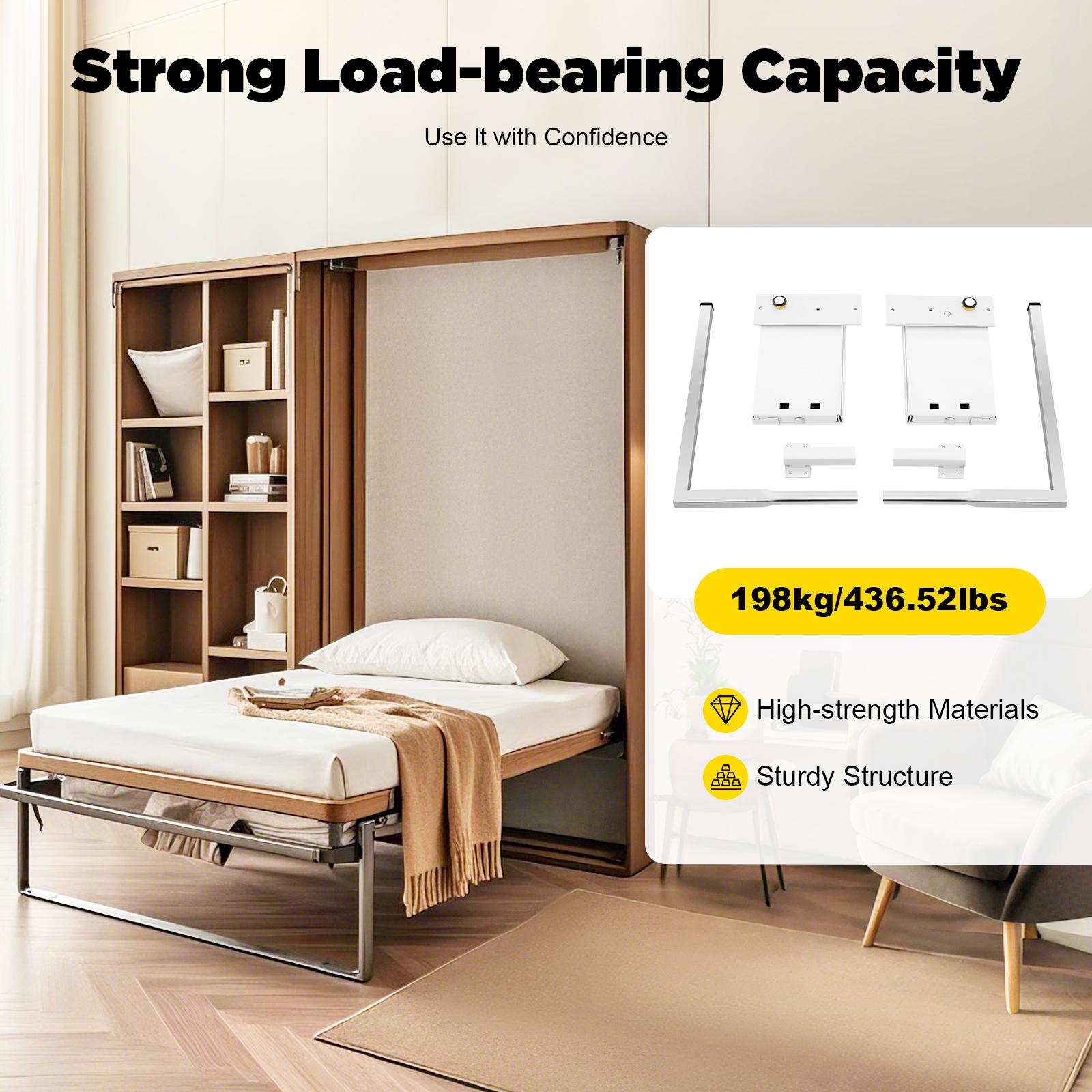 

White Bed Hinge Bed Rail Brackets Medium Size Iron Stainless Steel Heavy Duty Capacity for Murphy Bed Furniture Hardware United States