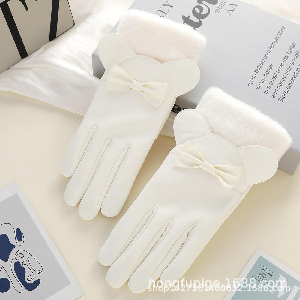 Women's Winter Fleece-Lined Windproof Non-Slip Cycling Gloves with Touchscreen Capability