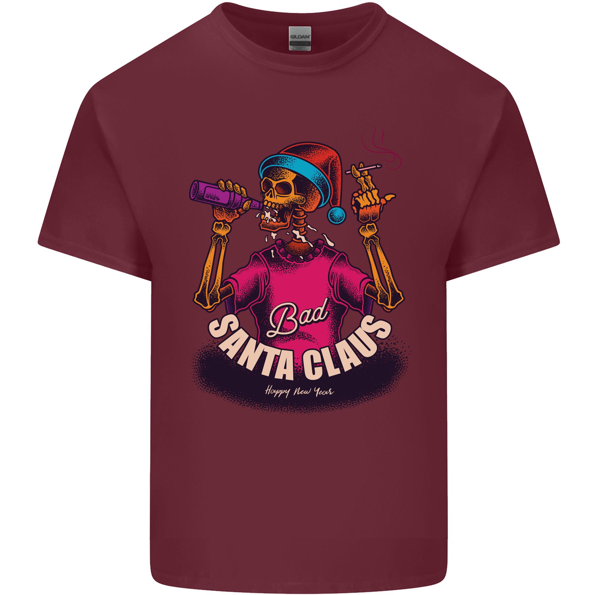 Bad Santa Claus Funny Skull Beer Alcohol Unisexs Light Cotton TShirt S
