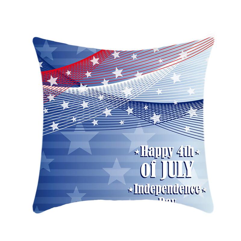 Independence Day Throw Pillow Cover Blue Theme Plush Print Sofa Bed Car Cushion Cover Without Core