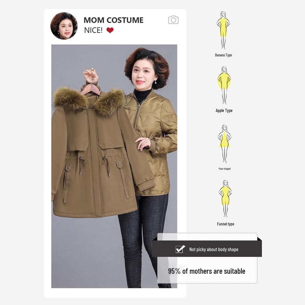 Winter Slimming Parka - Mid-Length Down Jacket for Middle-Aged & Elderly Women (2025 Style)