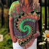Summer New Women T Shirt 3d Flower Print V-neck Short Sleeve Blouse Fashion Plus Size T-shirts For Women Clothing Y2k Female Tee