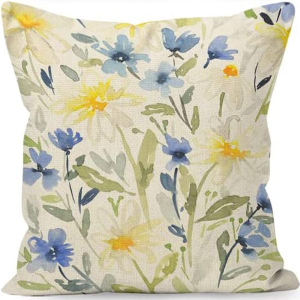 Year Daisy Flower Linen Pillow Case Home Decor Hydrangea Sofa Pillow Cushion