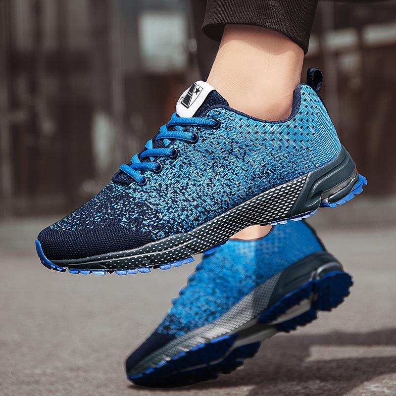 Lightweight Large Size Flying Line Running Shoes Fashion Mesh Flyknit Breathable Casual Outdoor Sneakers