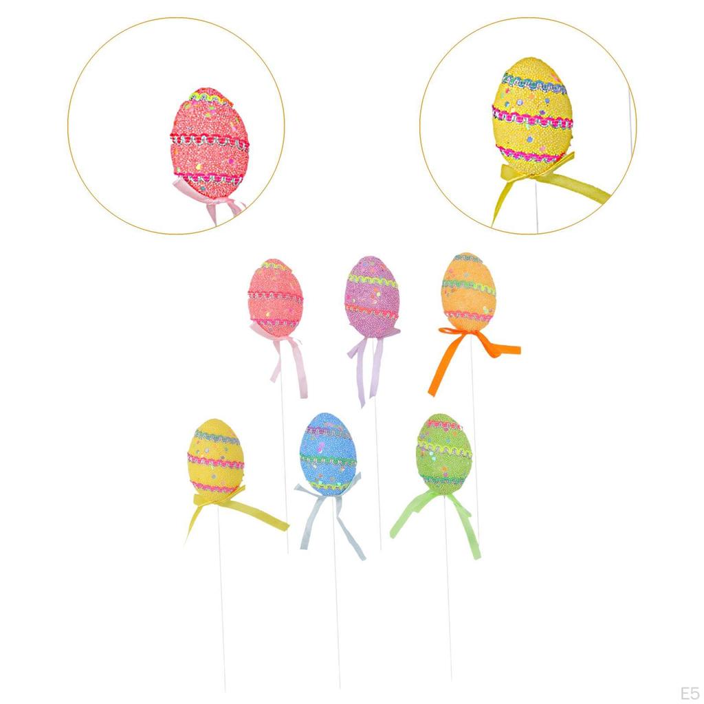 6 Pieces Easter Egg Picks Branches Art Crafts Decoration Cake Topper Sticks for Holiday