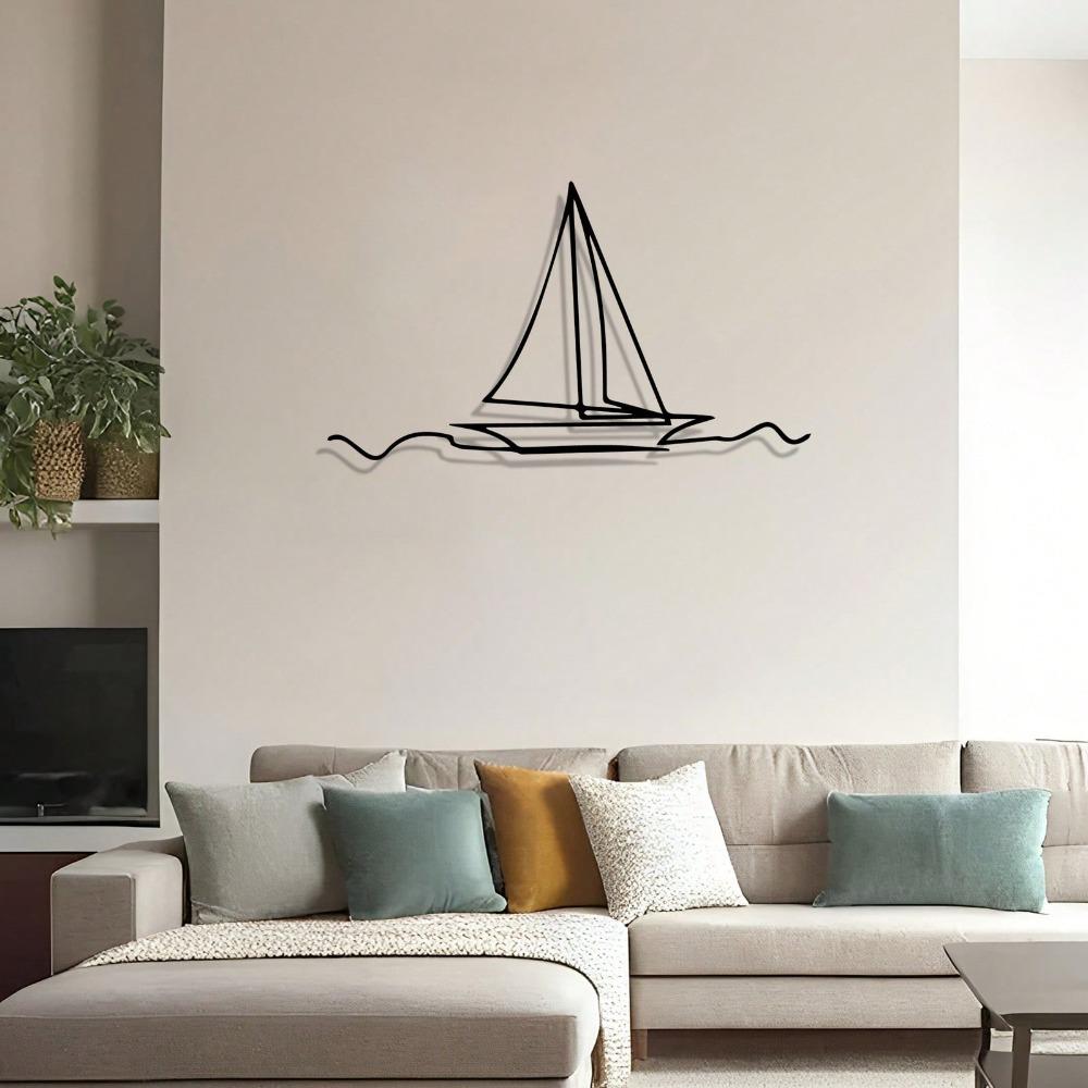 Nautical Metal Wall Art Sea Wave Ship Decor Powder Coated Home Gift