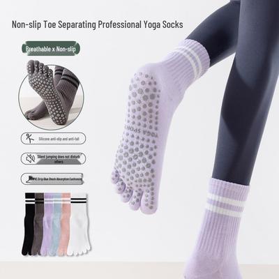 Women's Non-Slip Five-Finger Mid-Calf Yoga, Pilates, & Fitness Compression Socks