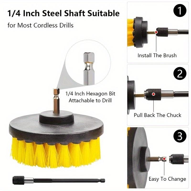 Powerful Drill Brush Attachment Set for Deep Cleaning- Suitable for Concrete, Tiles, and Car Interiors