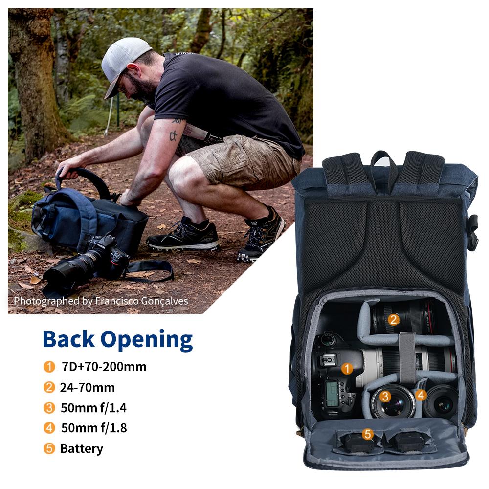 K&F CONCEPT Multi-Functional Camera Backpack Waterproof Camera Bag Large Capacity Camera Case with